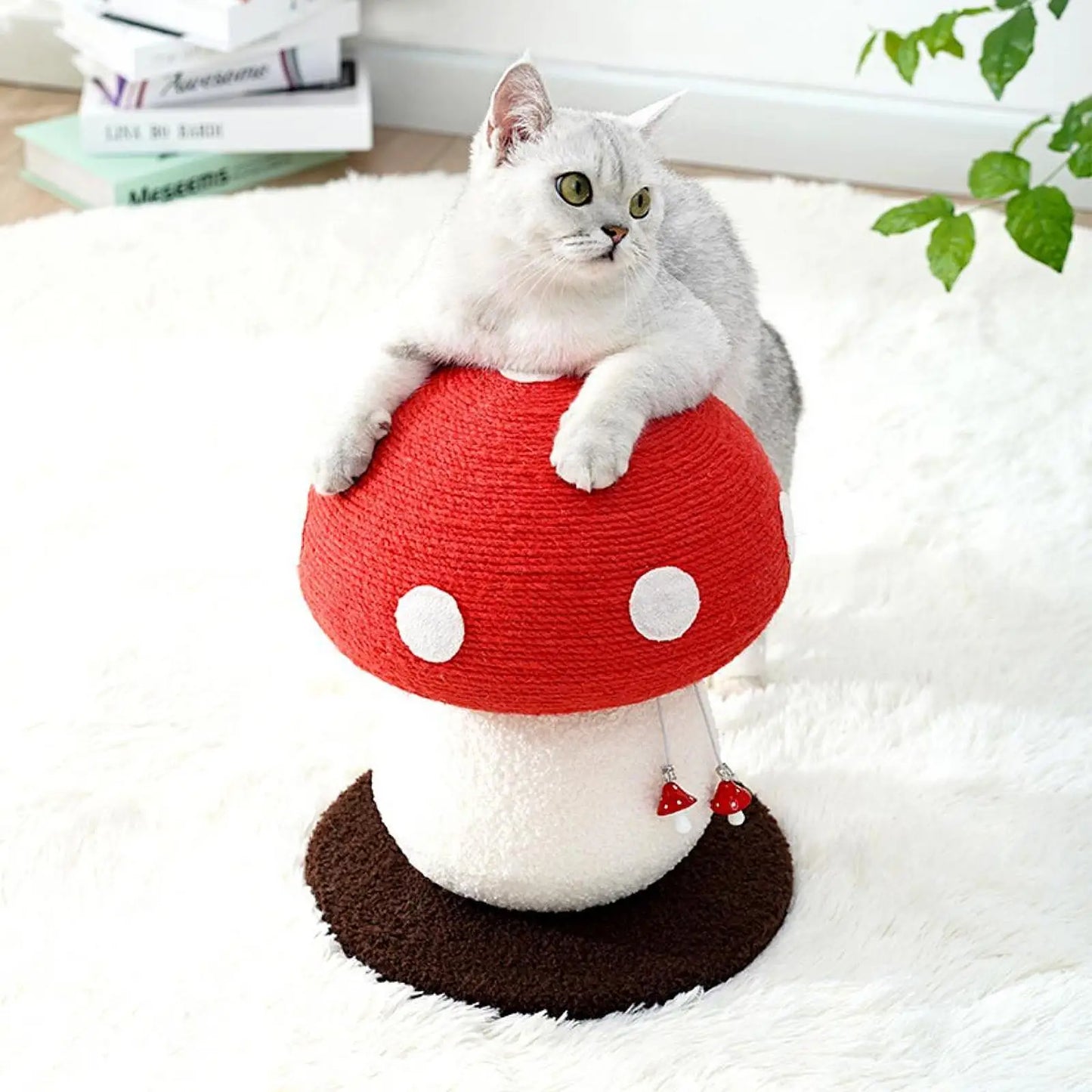 Red umbrella mushroom cat climbing frame sisal ground claw cat scratching board no debris falling vertical cat scratching column