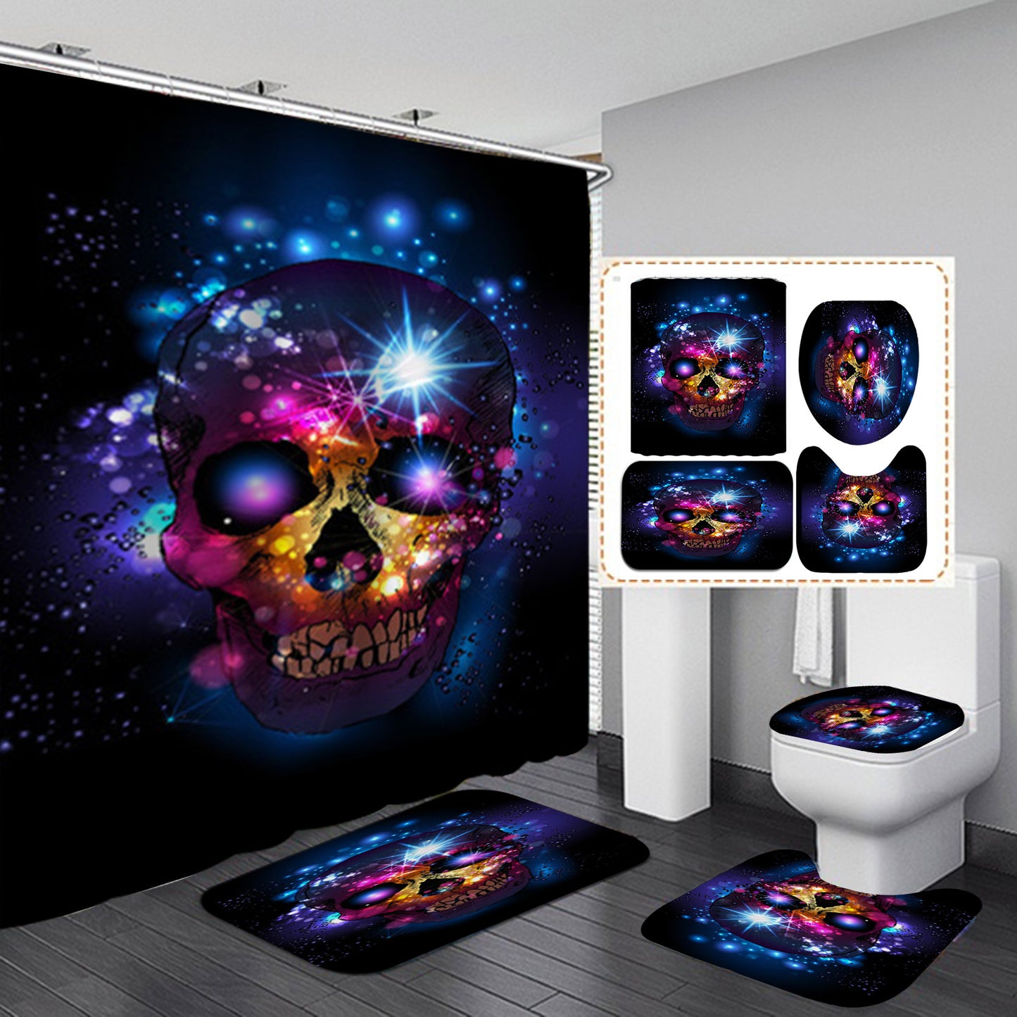 Polyester Printed Shower Curtain Thickened Waterproof Halloween Shower Curtain