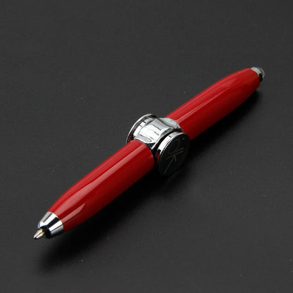 Multi functional rotating luminous flash decompression decompression fingertip rotating metal finger gyroscope ballpoint pen