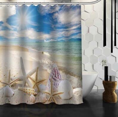 Waterproof Shower Curtain Bathroom Curtain Beach Spa  Shower Curtain