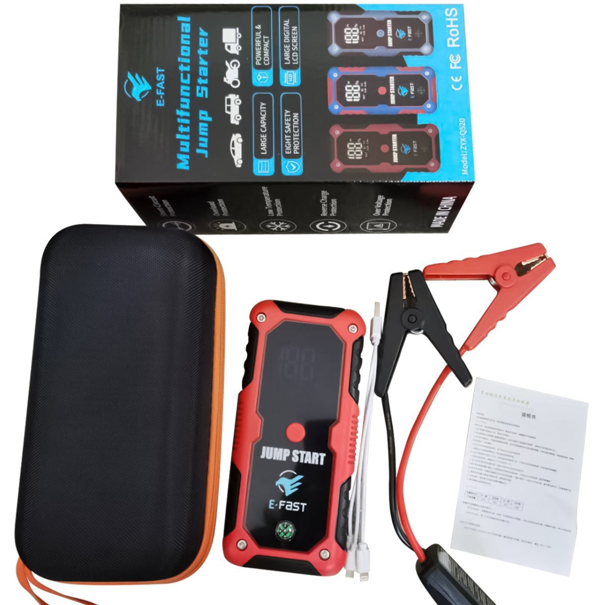 ZYX-Q520 Portable Jump Starter Power Bank 12V car starting power emergency starter Booster Powerbank With Led Light