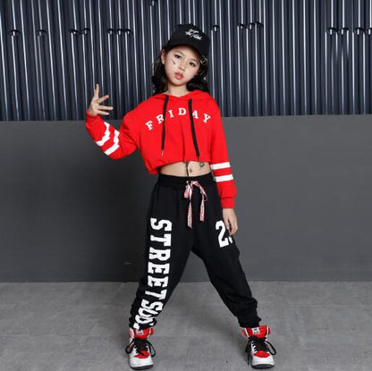 Kids Hip Hop Dance Costumes Girls Long Sleeve Sports Suit Children Jazz Hip hop Dance Clothes Wear for Girl 6 8 10 12 Years