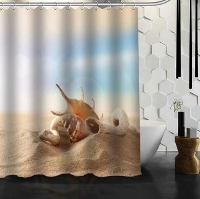 Waterproof Shower Curtain Bathroom Curtain Beach Spa  Shower Curtain